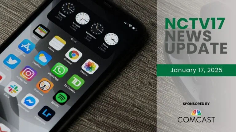 NCTV17 News Update slate for January 17, 2025 with iPhone in background for lead story on digital IDs