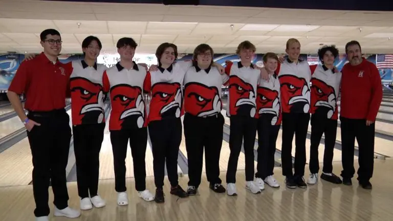 Naperville Central boys bowling team takes a picture after regionals.