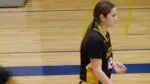 Annie Burk of Metea walks back after hitting a big three.