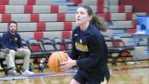 Nalia Clifford warms up before the IHSA Regional Semi for Neuqua Valley basketball.