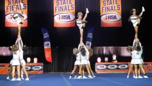 Neuqua cheer performs at the IHSA State cheerleading finals in Bloomington Illinois.