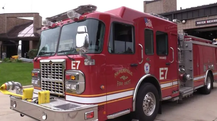 Naperville fire truck parked outside station - file image for story on trash compactor fire outside Savers