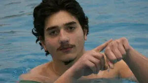 Waubonsie Valley player Youssef El Touny in the pool ready to take on Metea Valley water polo