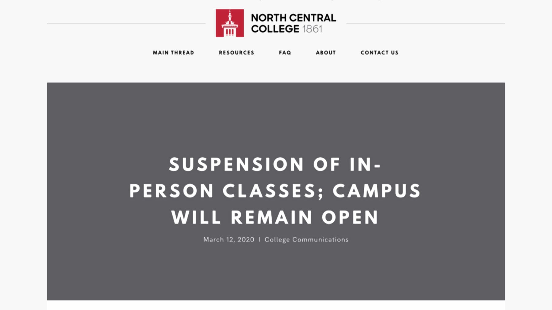 North Central College Moving Classes Online IHSA New Restrictions