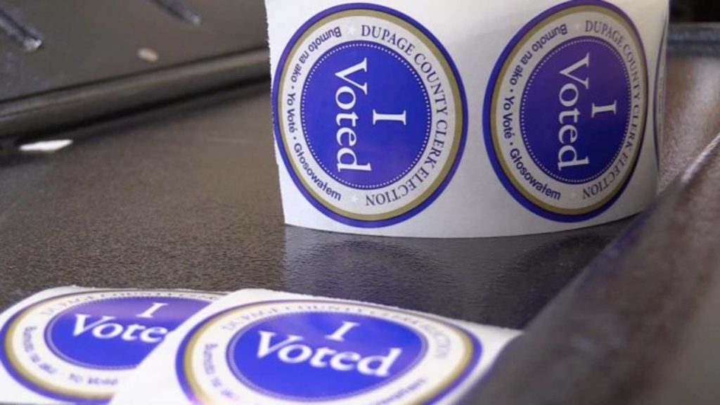 "I Voted" stickers, file shot at a voting location