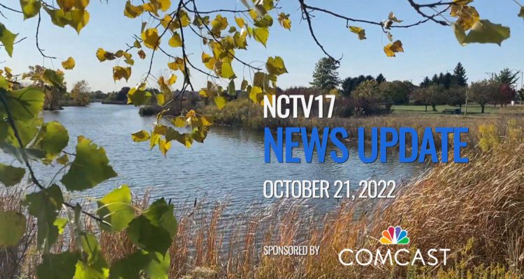 News update slate for october 21 with Wildflower Park lake and autumn colors