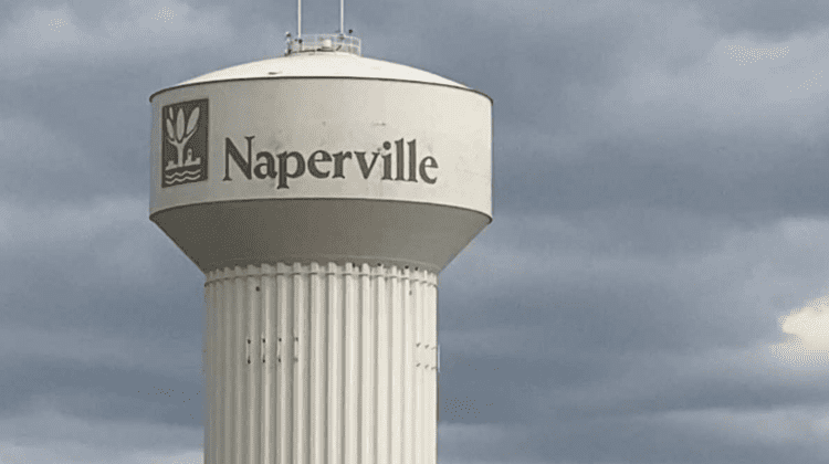 Naperville water tower, against sky