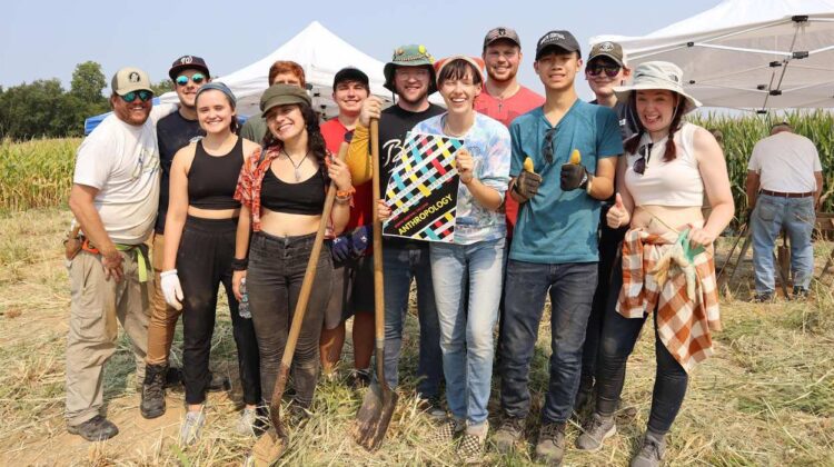 North Central College students participating in archaeology fieldwork