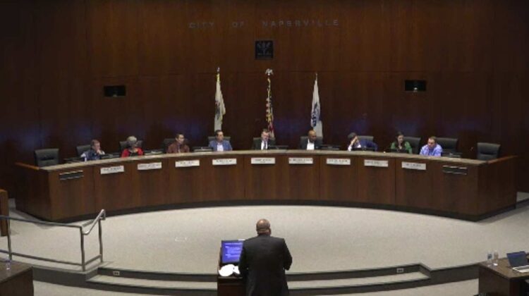 Wide shot of Naperville City Council