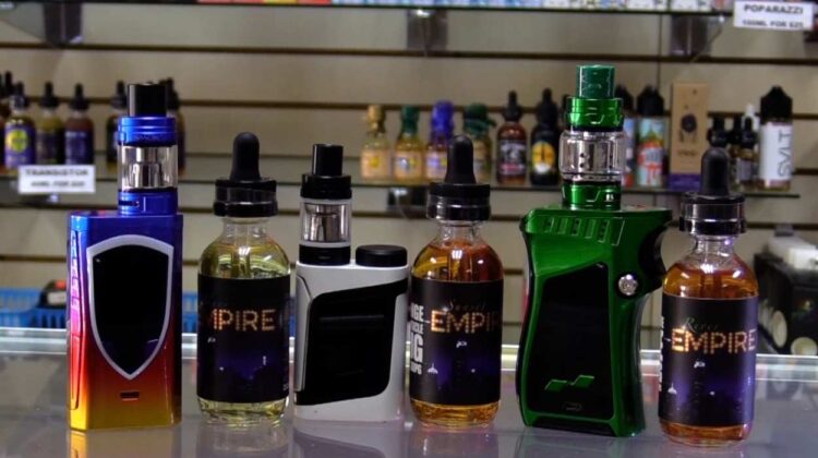 Photo of e-cigarettes and e-juice.