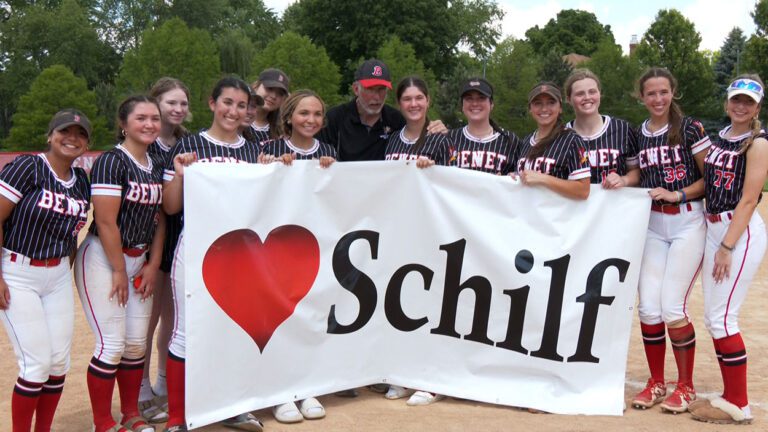 Jerry Schilf with the Benet Academy Softball team