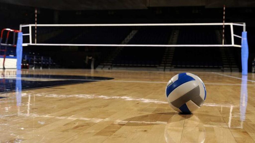 Volleyball court with a ball.