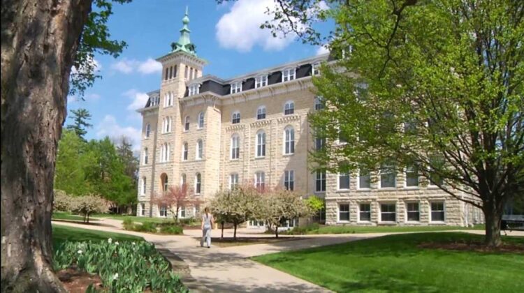 Exterior shot of North Central College's Old Main building