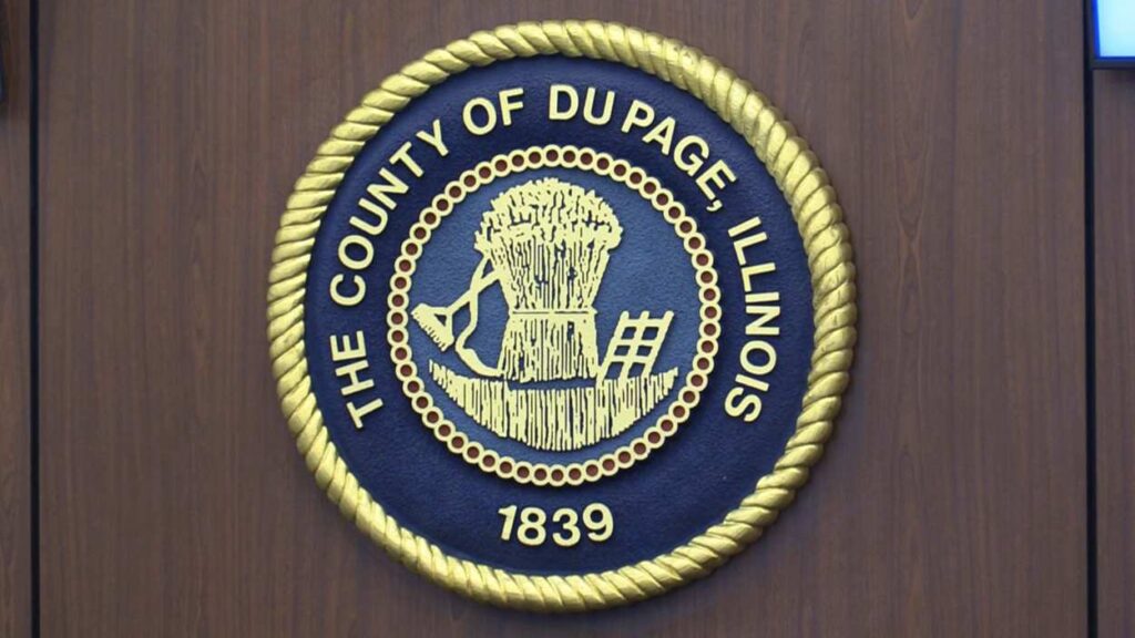 DuPage County seal on wall