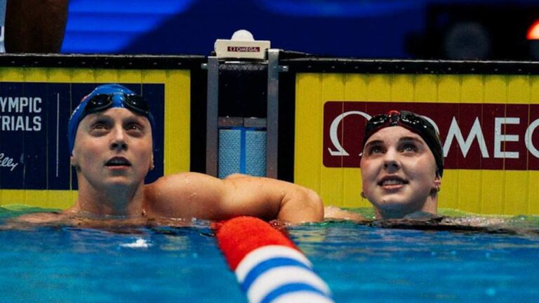 Rachel Stege and Katie Ledecky at USA Swim Time Trials