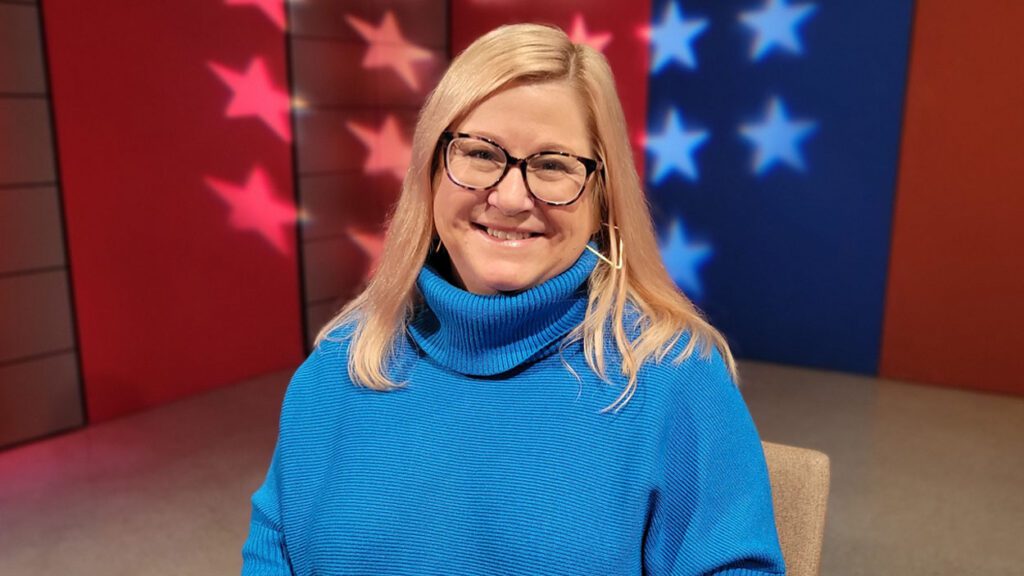 Leslie Ruffing on the set of Meet the Candidates at NCTV17