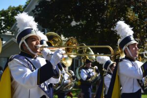 Elijah Darden playing trombone in Neuqua Valley Marching Band